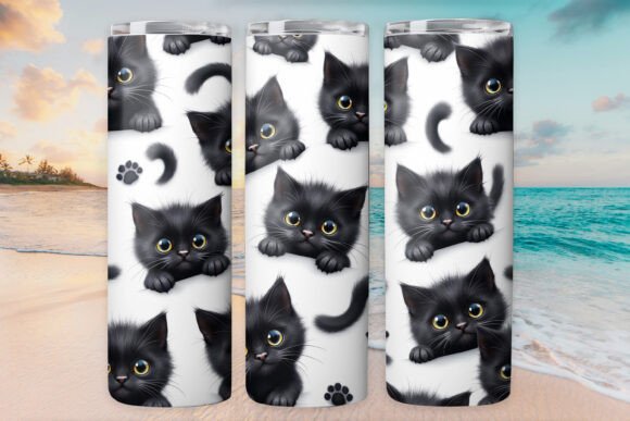 Black Cat Kitty Tumbler Wrap 20oz Skinny Review
