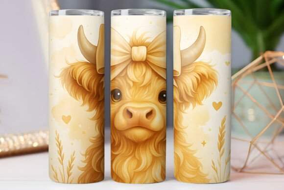 Cute Highland Cow Tumbler Wrap 20oz PNG Review