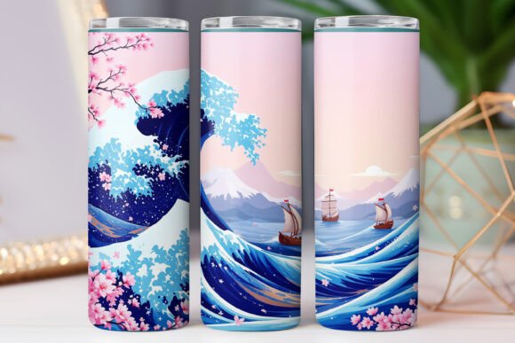 Japanese Wave Tumbler Wrap Design 20oz Review