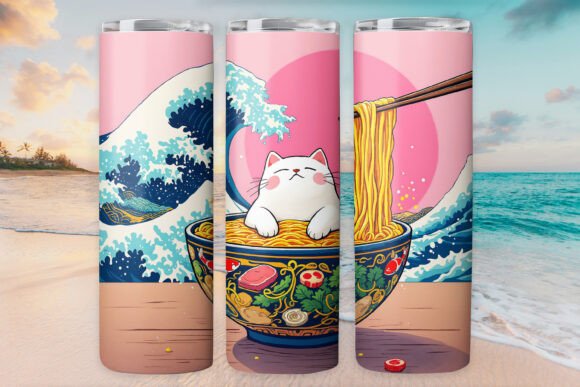 Ramen Cat Kitty Tumbler Wrap 20oz Skinny Review
