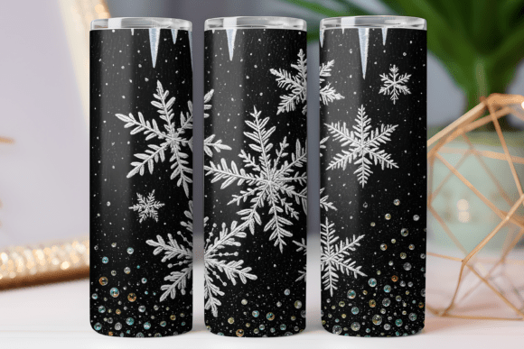 Snowflake Tumbler Wrap Design for Embroidery