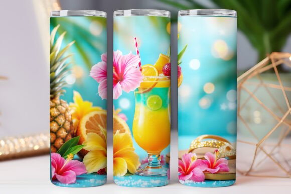 Summer Vacation Tumbler Wrap Design PNG Review